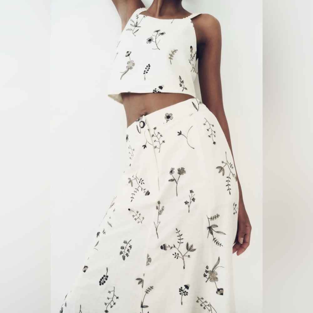 Zara Cream Floral Skirt Set - Picture 11 of 11